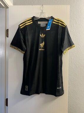 adidas Black Jersey with Gold Trefoil and Mexico de Oro Detail